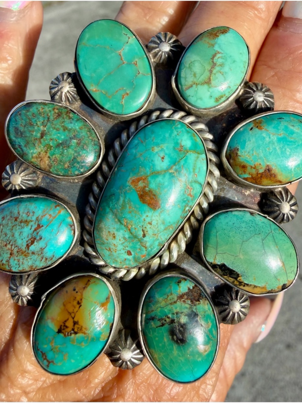 Genuine Navajo Turquoise/Sterling Silver, Artist Stamped Ring